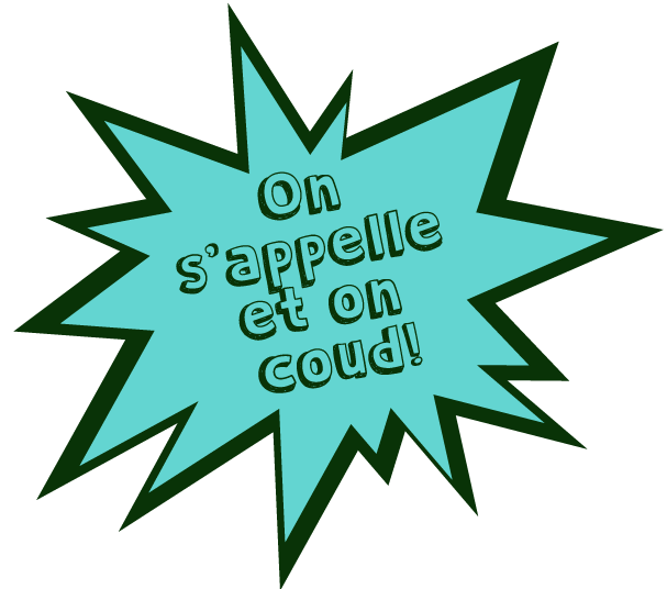 Animation Textilab affichant le slogan « On s'appelle et on coud! ».